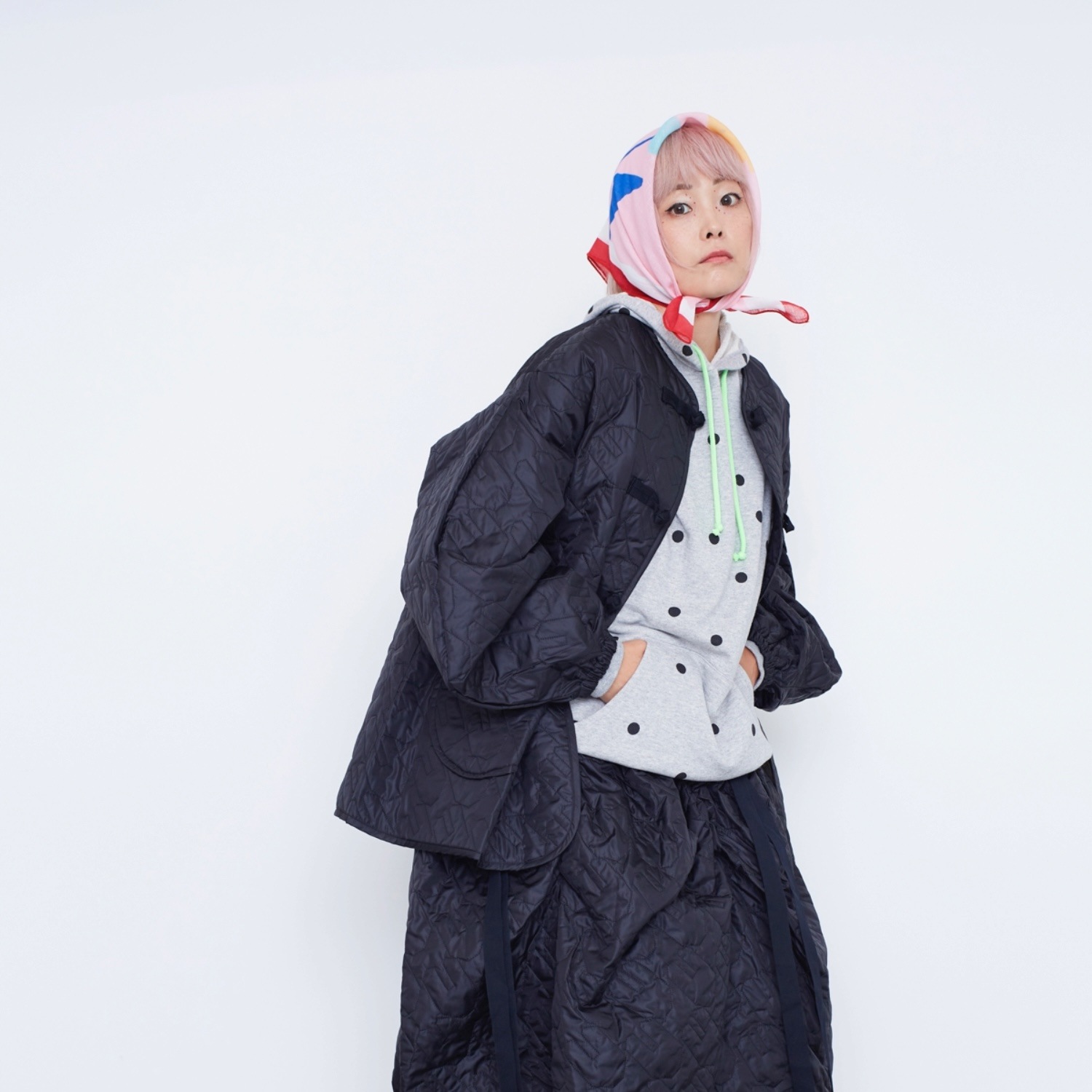 『SALE除外』frankygrow DOTS SWEATSHIRT HOODIE	GRY/ BLACK F1/F2 