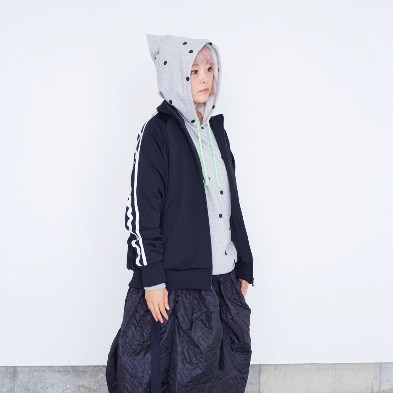 『SALE除外』frankygrow DOTS SWEATSHIRT HOODIE	GRY/ BLACK F1/F2 