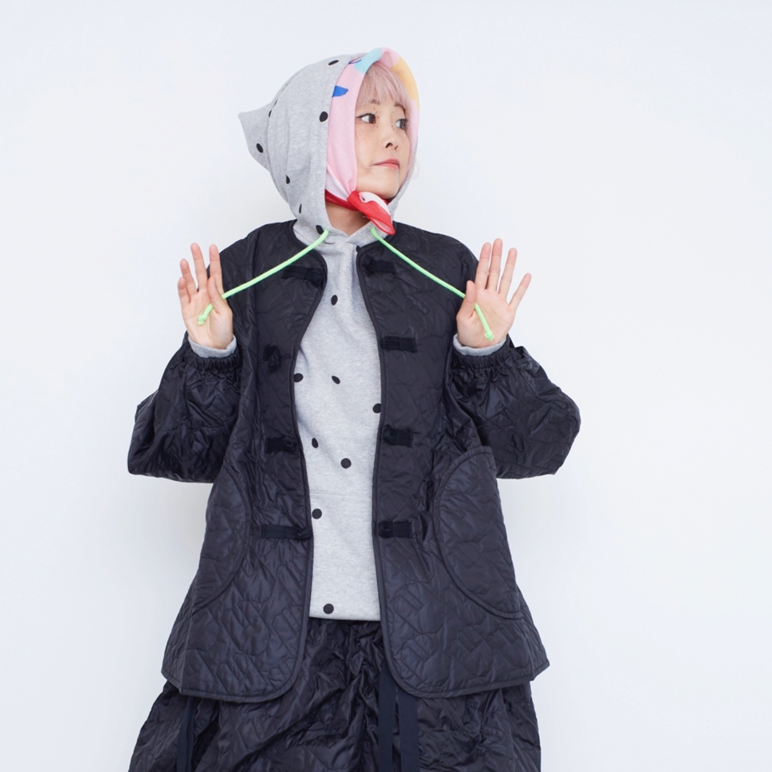 『SALE除外』frankygrow DOTS SWEATSHIRT HOODIE	GRY/ BLACK F1/F2 