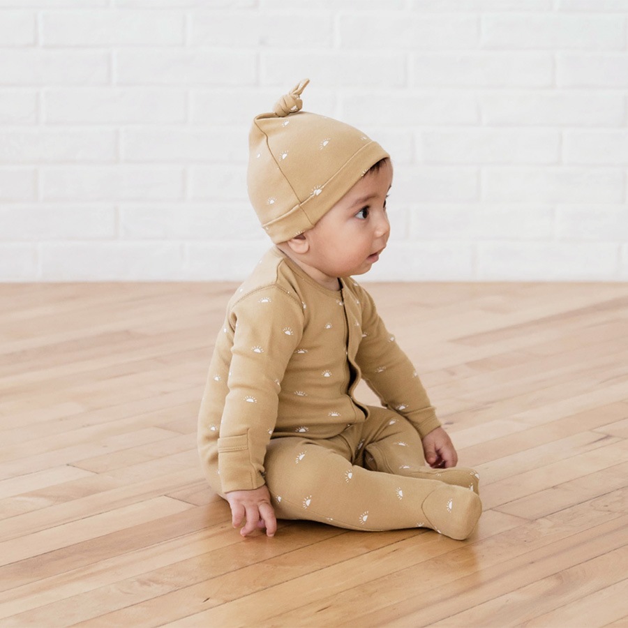 Quincy Mae  BAMBOO KNOTTED BABY HAT | CRISS CROSS [ネコポス対応可] IVORY 6ヶ月 / 1歳