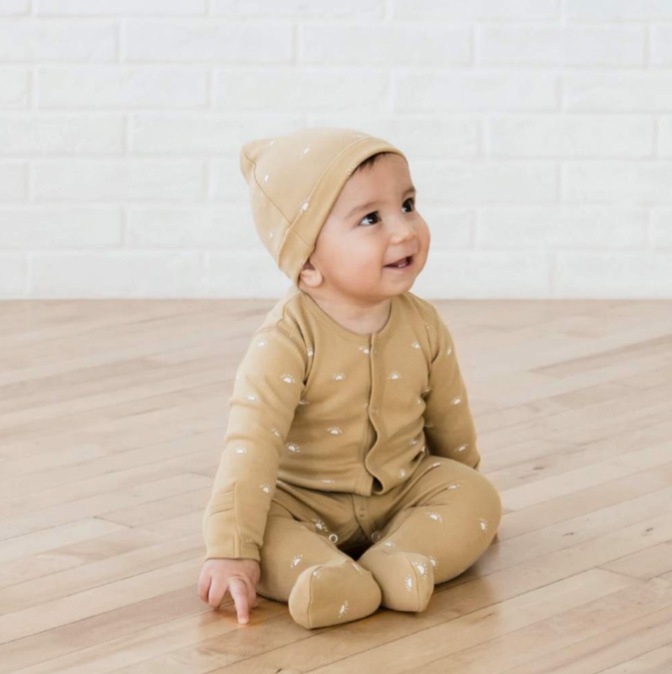 Quincy Mae  BAMBOO KNOTTED BABY HAT | CRISS CROSS [ネコポス対応可] IVORY 6ヶ月 / 1歳