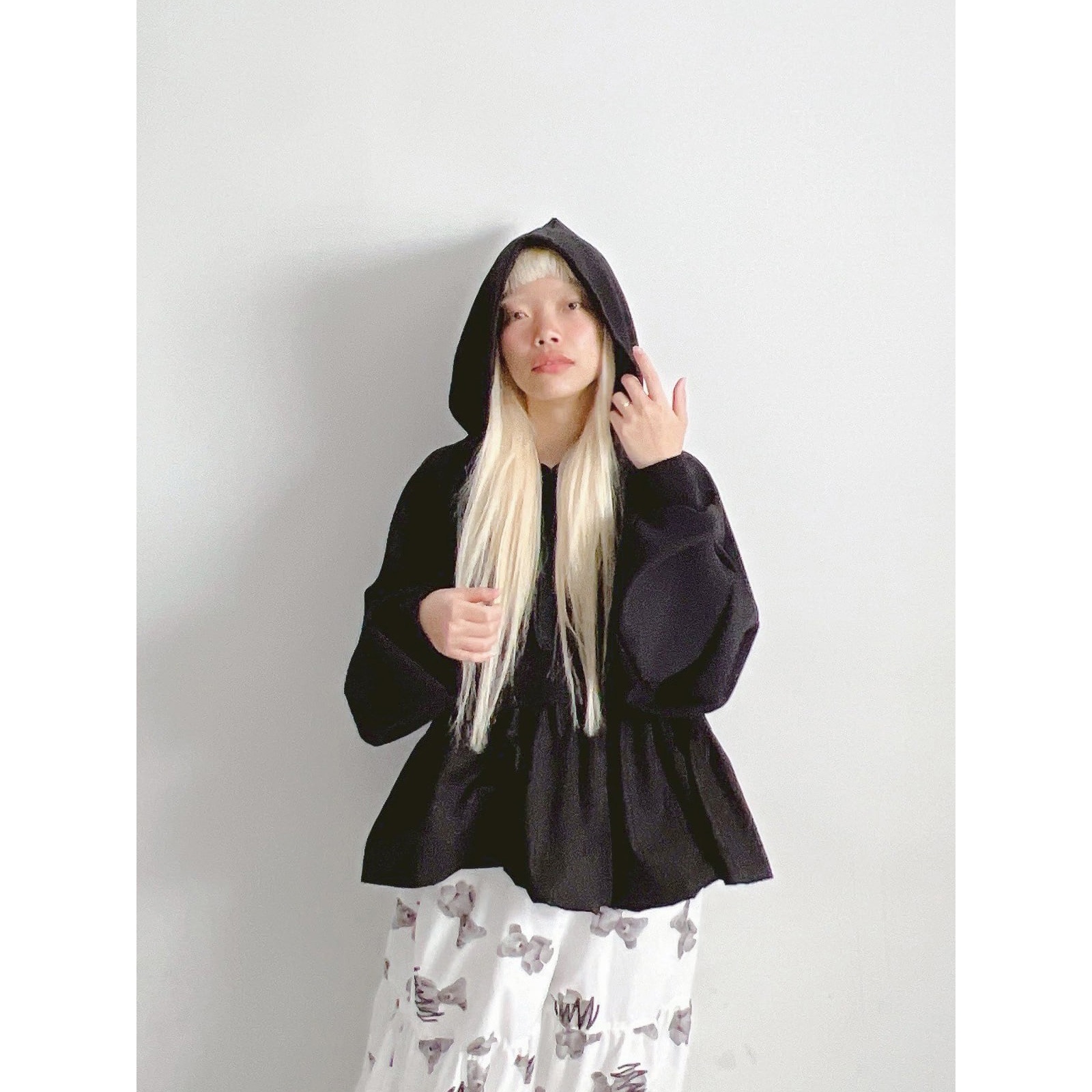 『SALE除外』frankygrow BALLOON DOUBLE AIR HOODIE	 BLACK F1/ F2 