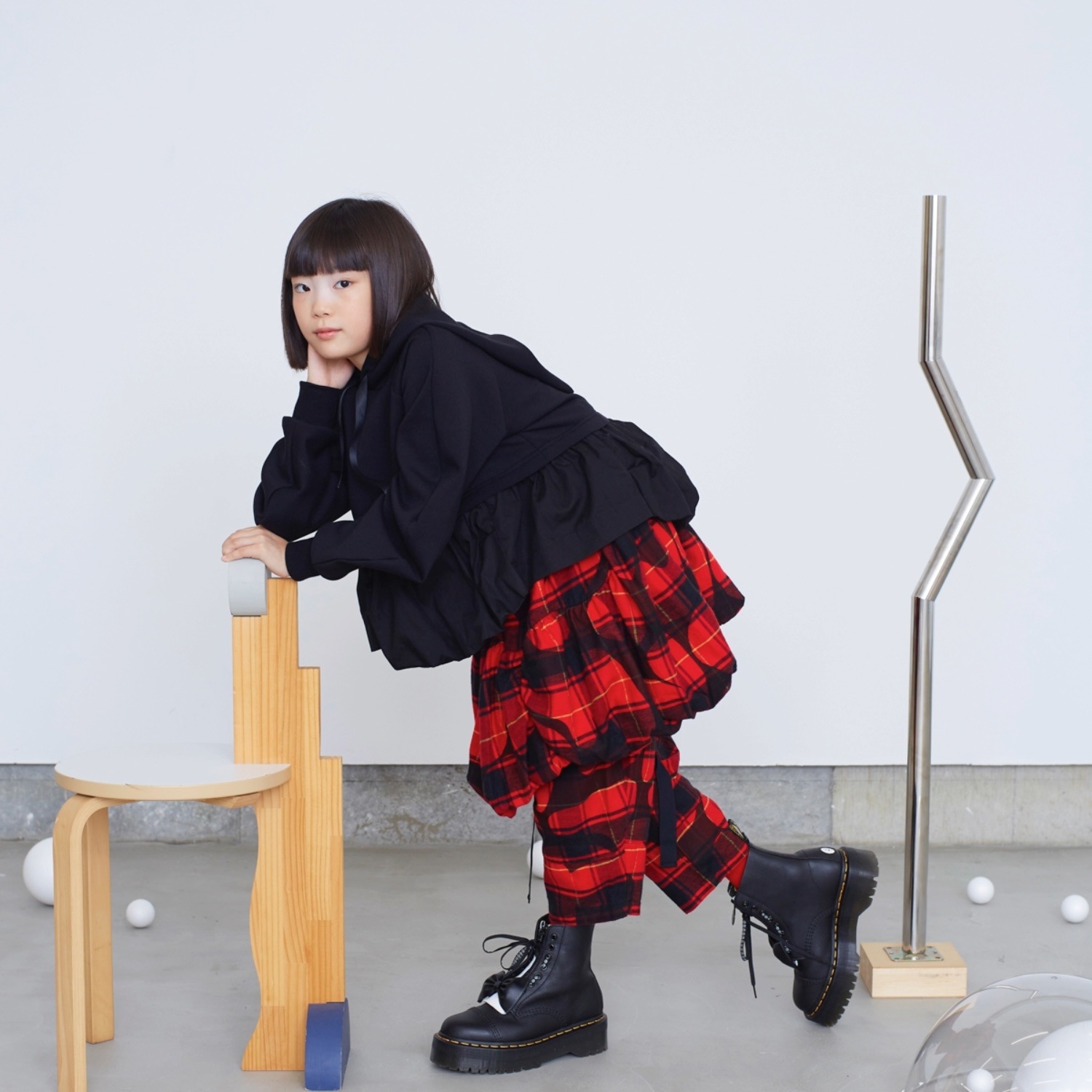 『SALE除外』frankygrow BALLOON DOUBLE AIR HOODIE	 BLACK F1/ F2 