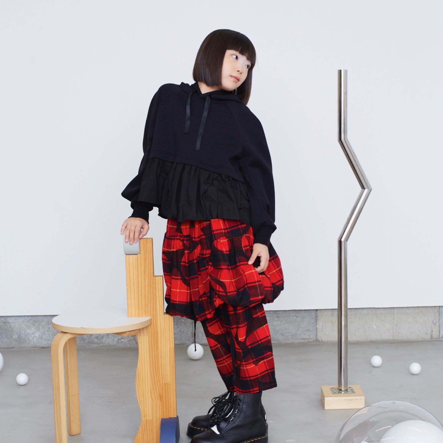 『SALE除外』frankygrow BALLOON DOUBLE AIR HOODIE	 BLACK F1/ F2 