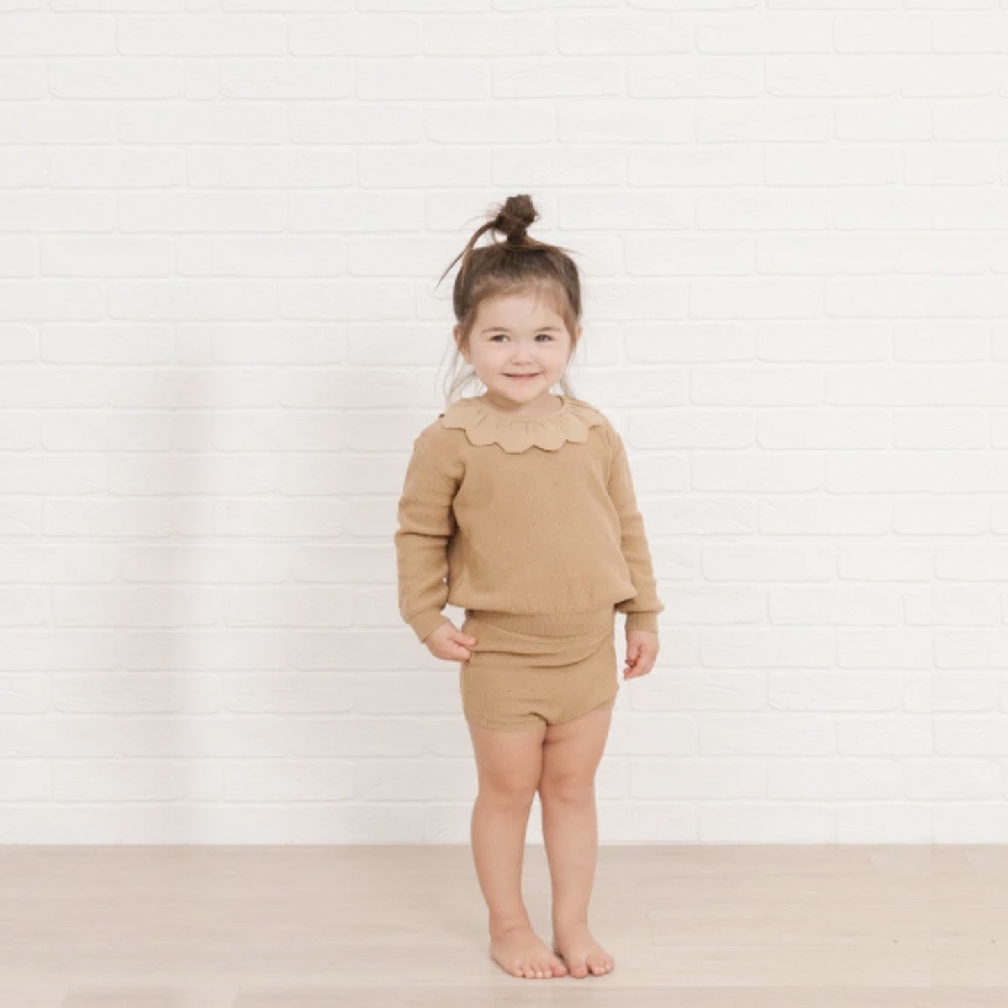 Quincy Mae PETAL KNIT SWEATER | HONEY  [ネコポス対応可] 60-70/80-90/90-100/-