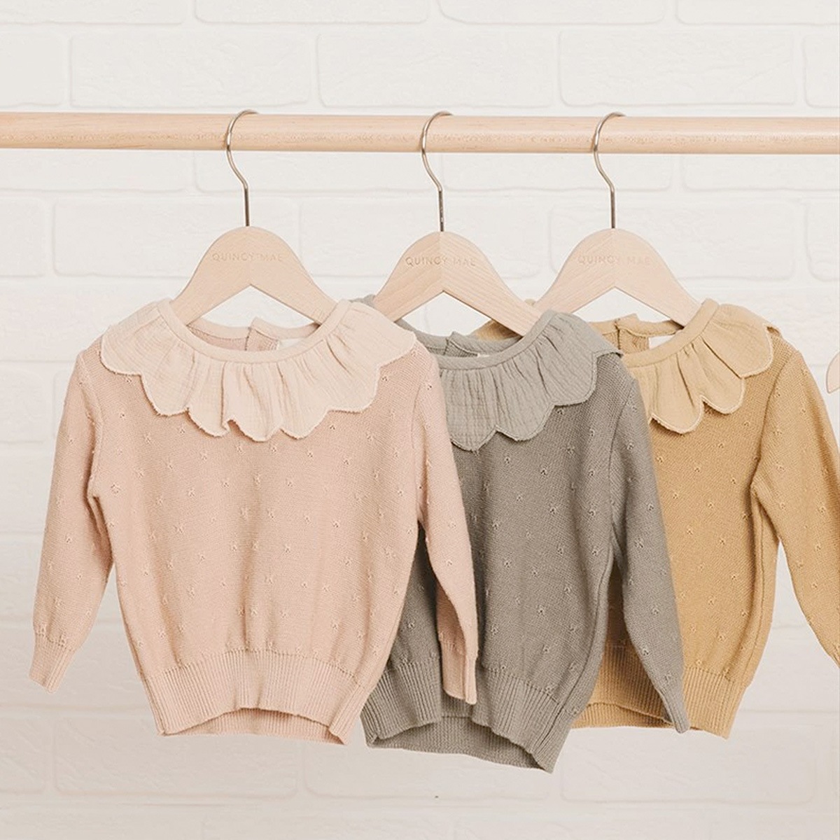 Quincy Mae PETAL KNIT SWEATER | HONEY  [ネコポス対応可] 60-70/80-90/90-100/-