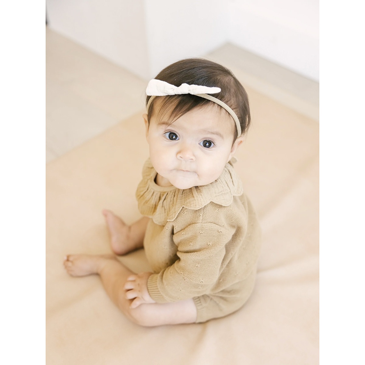 Quincy Mae PETAL KNIT SWEATER | HONEY  [ネコポス対応可] 60-70/80-90/90-100/-