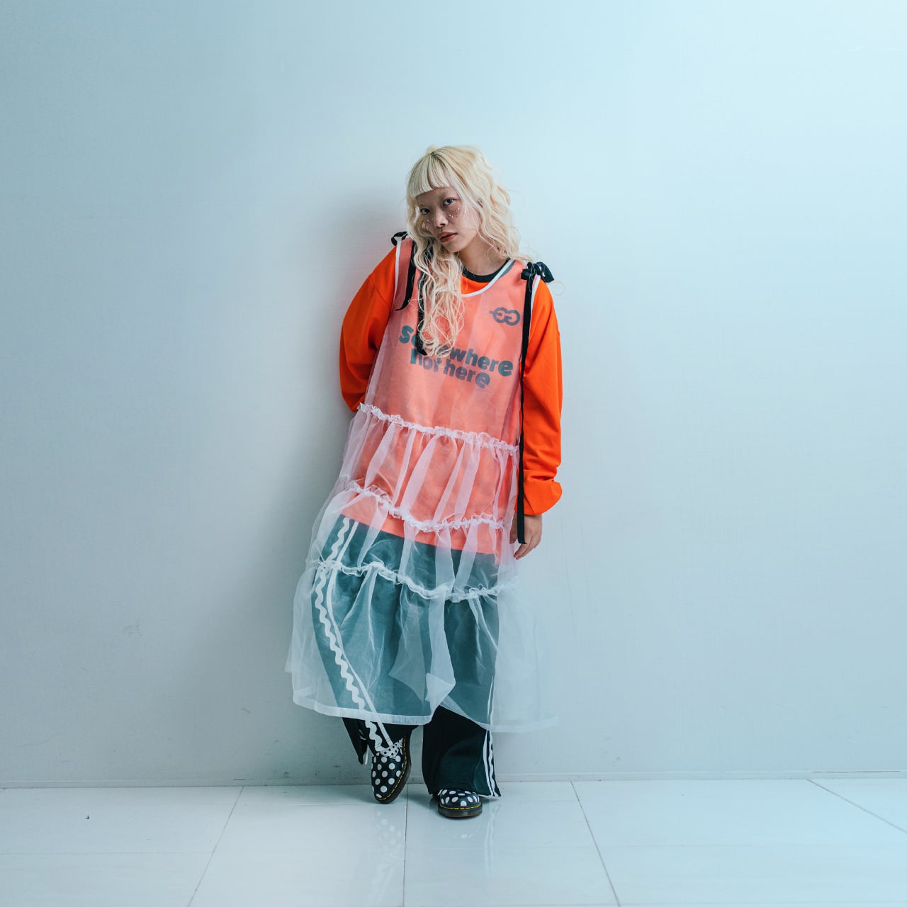 ●frankygrow  SIDE LINE JERSEY SLIT PANTS / F2 BLACK