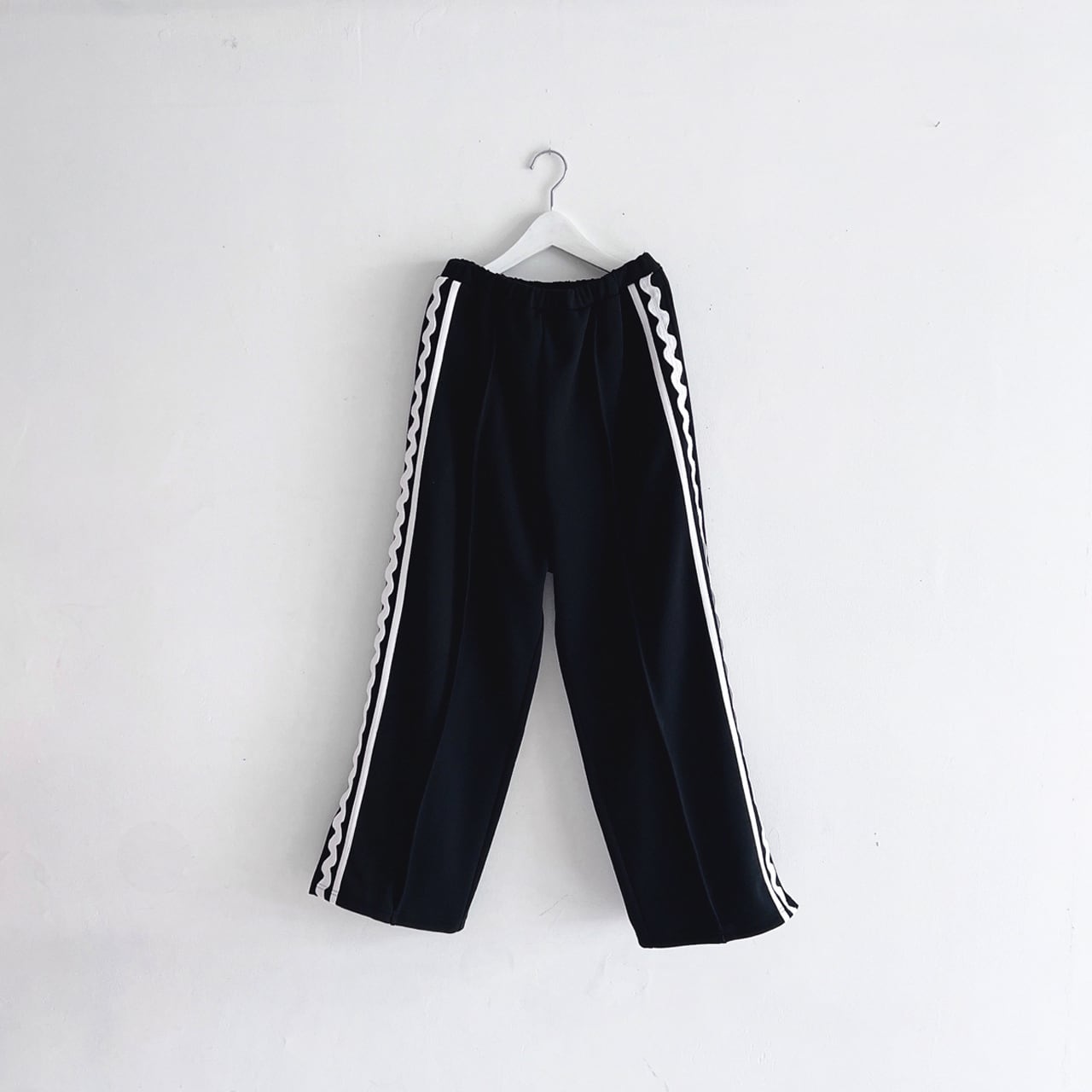 ●frankygrow  SIDE LINE JERSEY SLIT PANTS / F2 BLACK