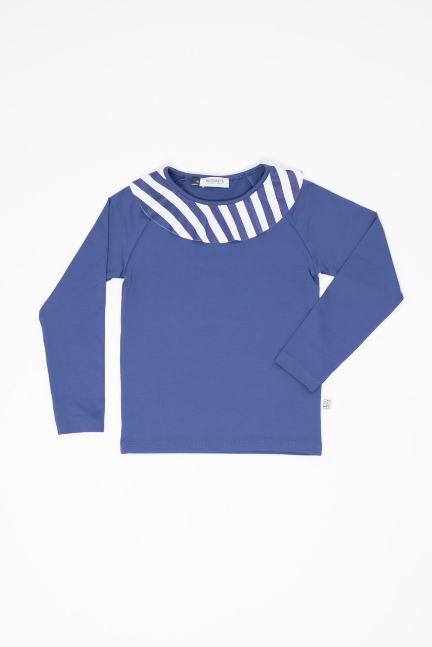 [再-60%] スペインから Motoreta モトレタ ラッシュガード 18ss SWIM SHIRT RUFFLED Navy Blu -/24M/3Y/5Y/6-7Y