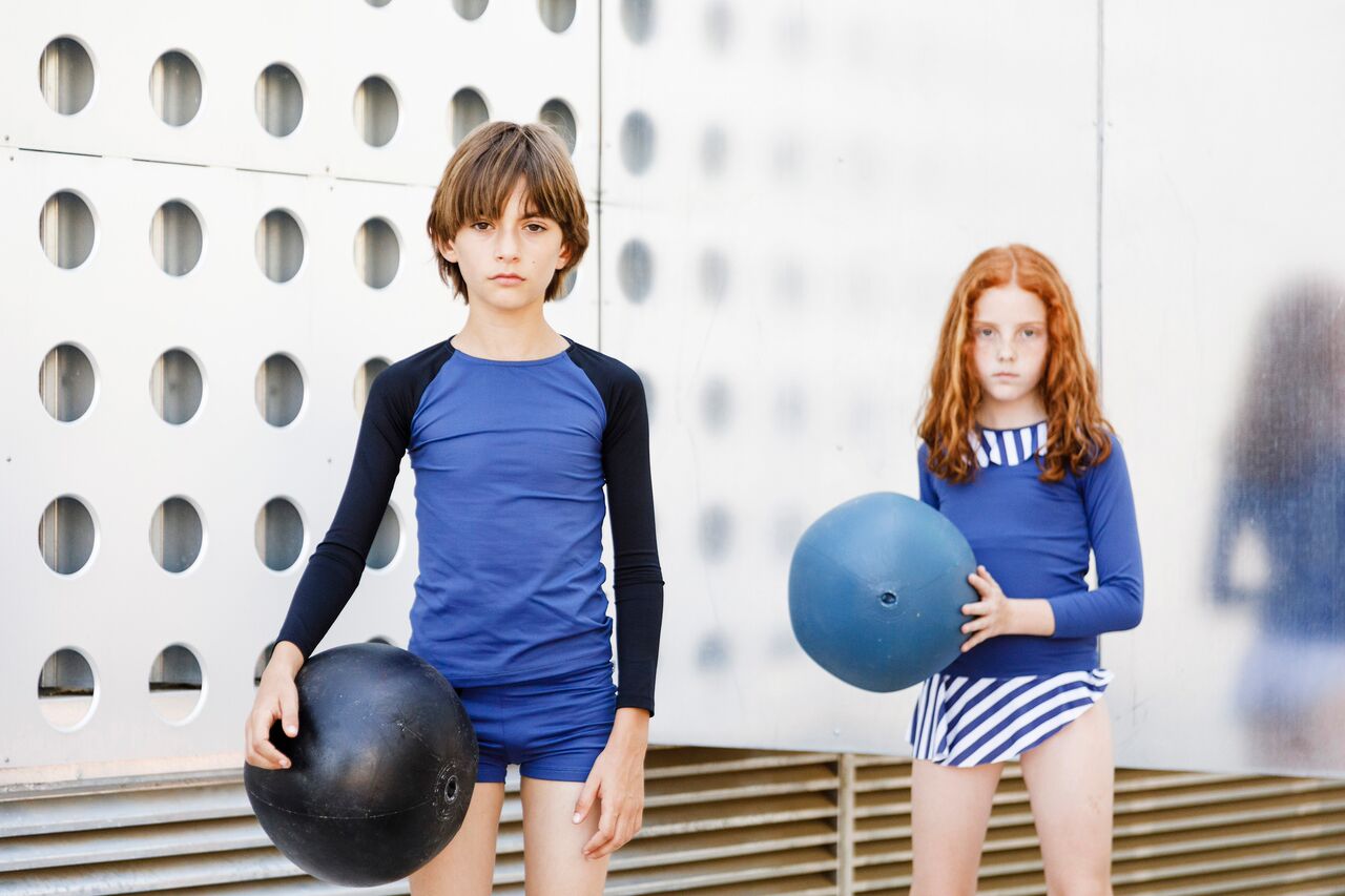 [再-60%] スペインから Motoreta モトレタ ラッシュガード 18ss SWIM SHIRT RUFFLED Navy Blu -/24M/3Y/5Y/6-7Y