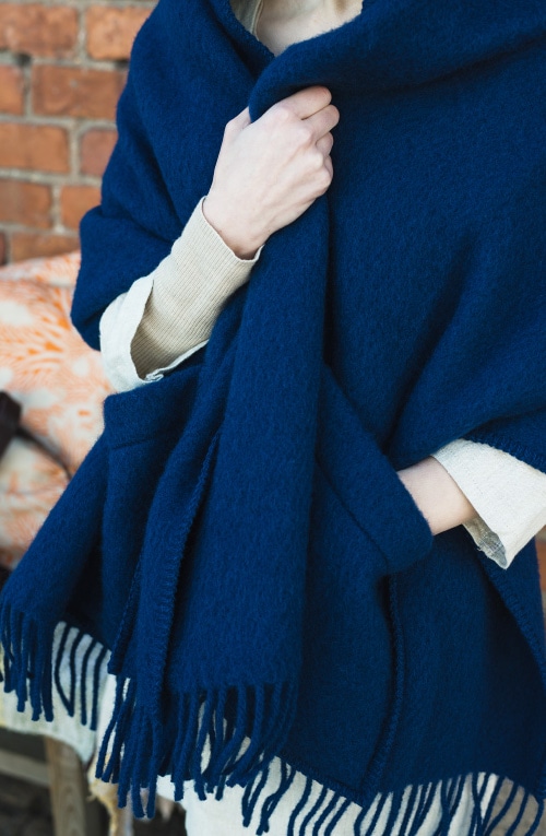 From Finland LAPUAN KANKURIT Pocket shawl UNI blue/ brown / grey 60 x 170cm