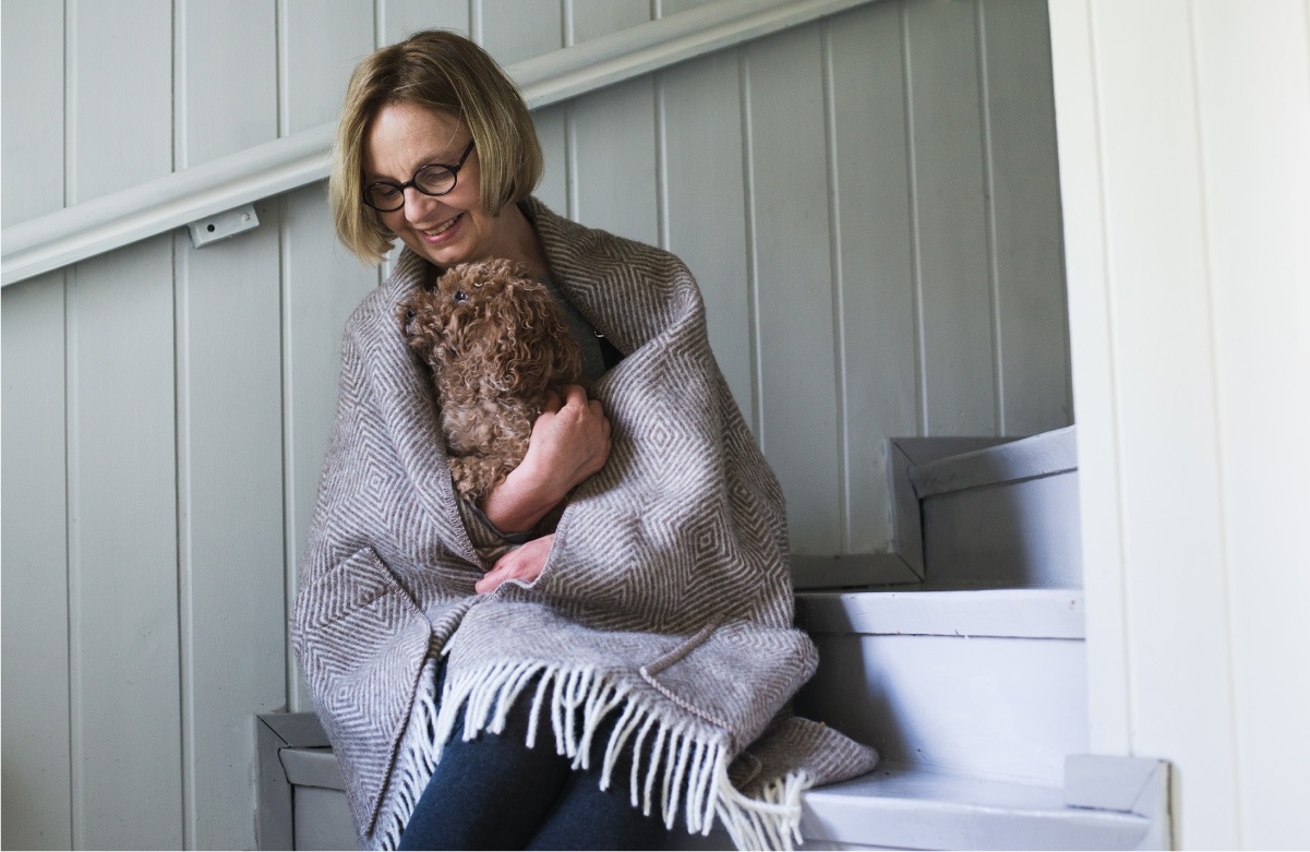 From Finland LAPUAN KANKURIT Pocket shawl UNI blue/ brown / grey 60 x 170cm