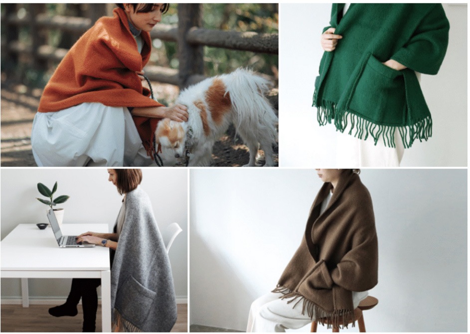 From Finland LAPUAN KANKURIT Pocket shawl UNI blue/ brown / grey 60 x 170cm