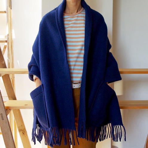 From Finland LAPUAN KANKURIT Pocket shawl UNI blue/ brown / grey 60 x 170cm