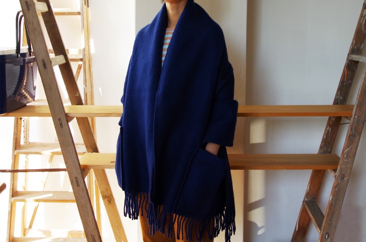 From Finland LAPUAN KANKURIT Pocket shawl UNI blue/ brown / grey 60 x 170cm