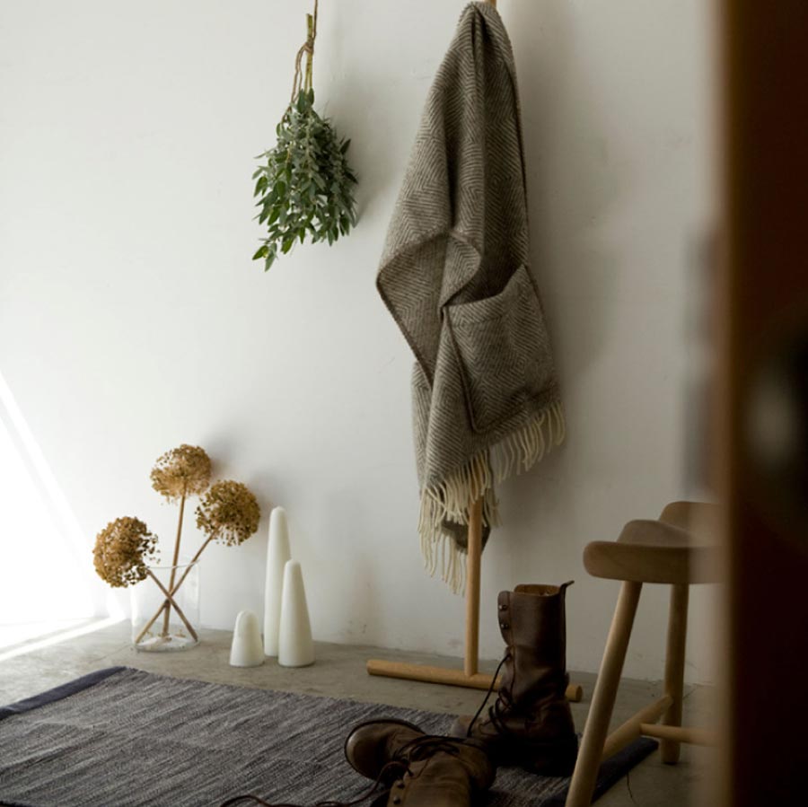 From Finland LAPUAN KANKURIT Pocket shawl UNI blue/ brown / grey 60 x 170cm