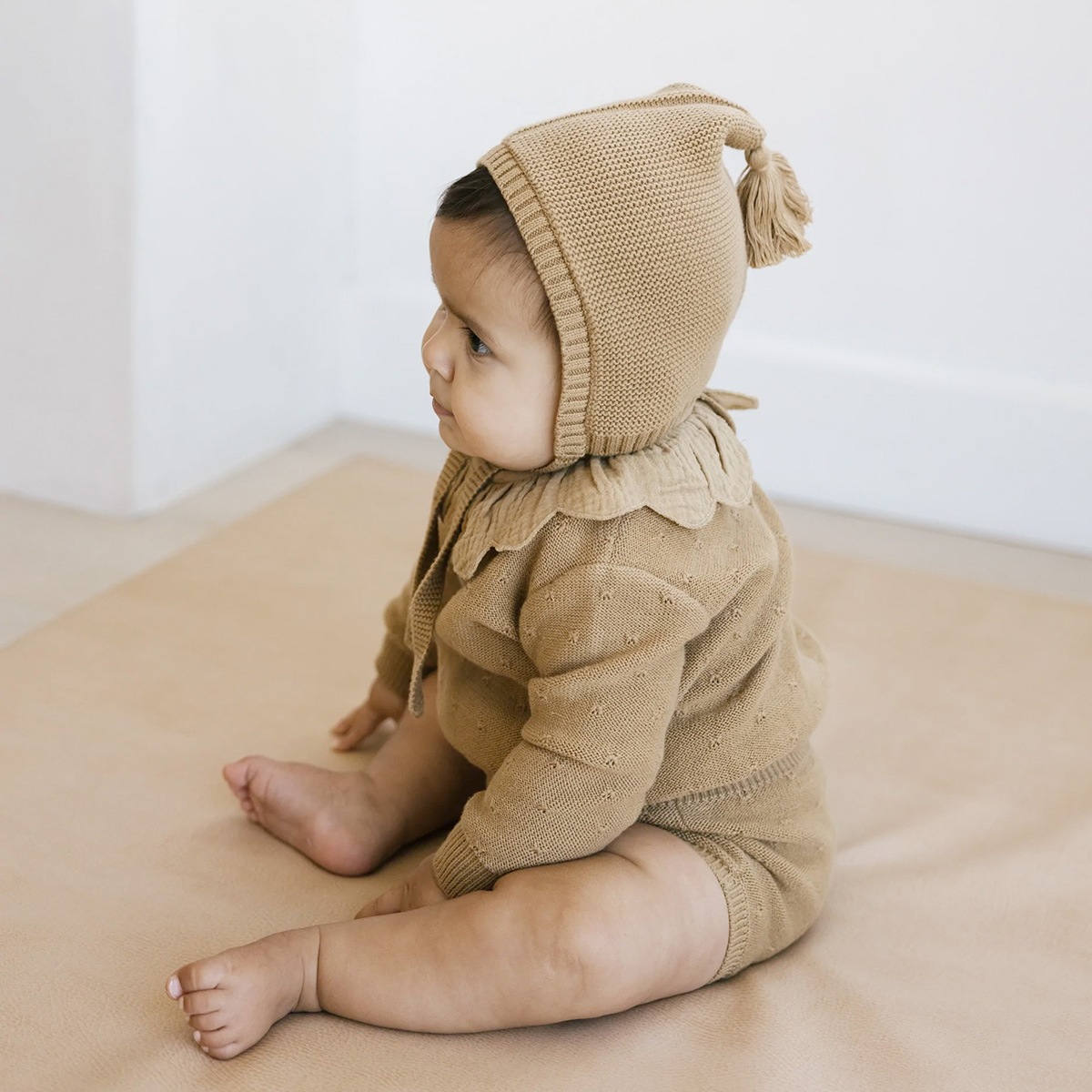 Quincy Mae  KNIT PIXIE BONNET | HONEY [ネコポス対応可]  6ヶ月 / 1歳