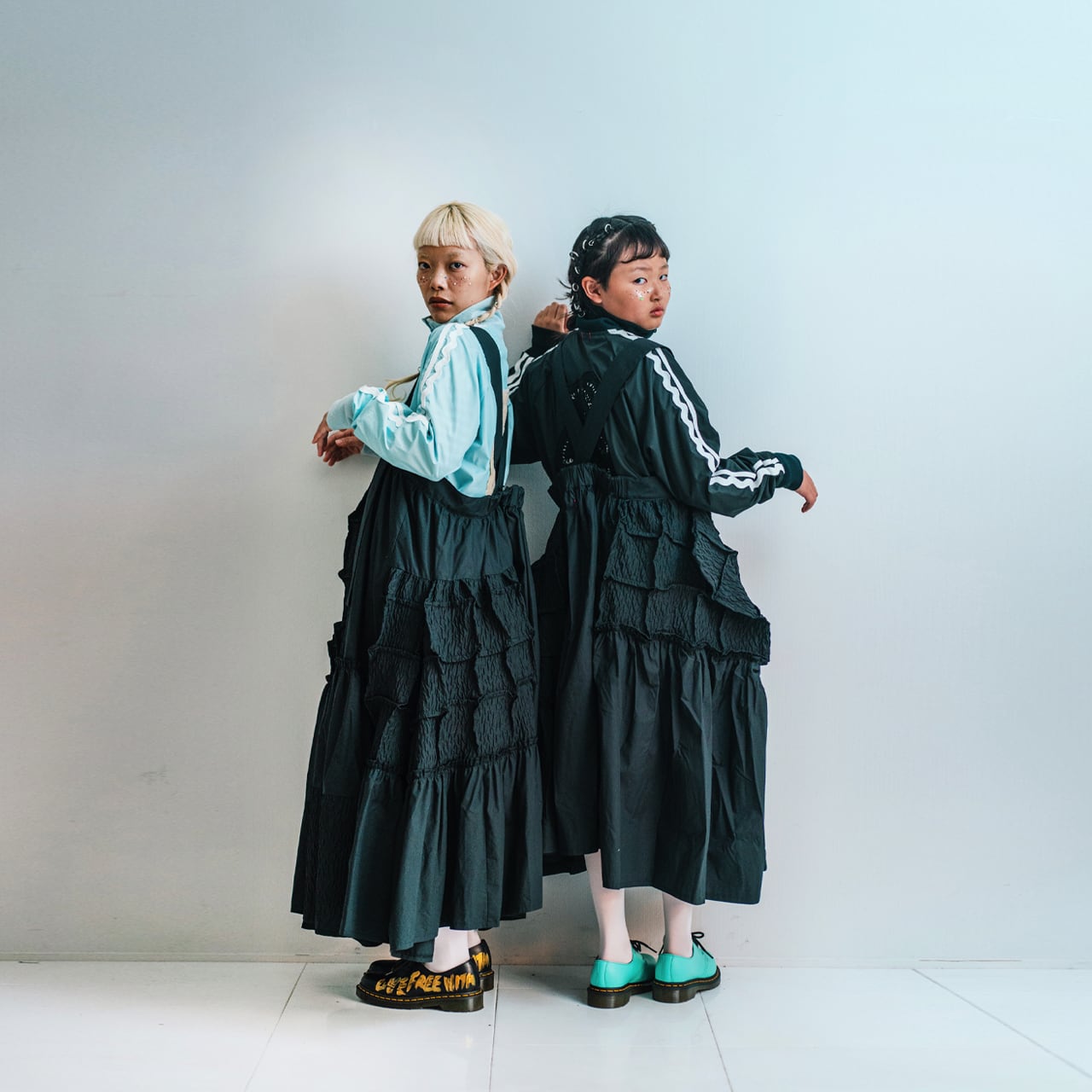 ●frankygrow MATELASSE JQ SQARES MAKE DRESS / F2