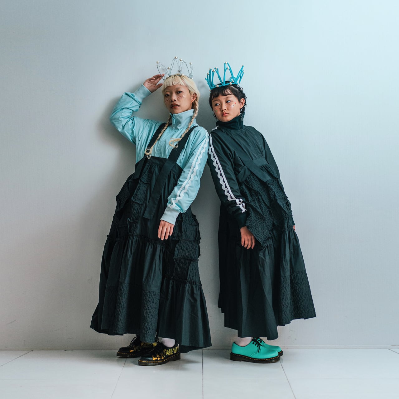 ●frankygrow MATELASSE JQ SQARES MAKE DRESS / F2