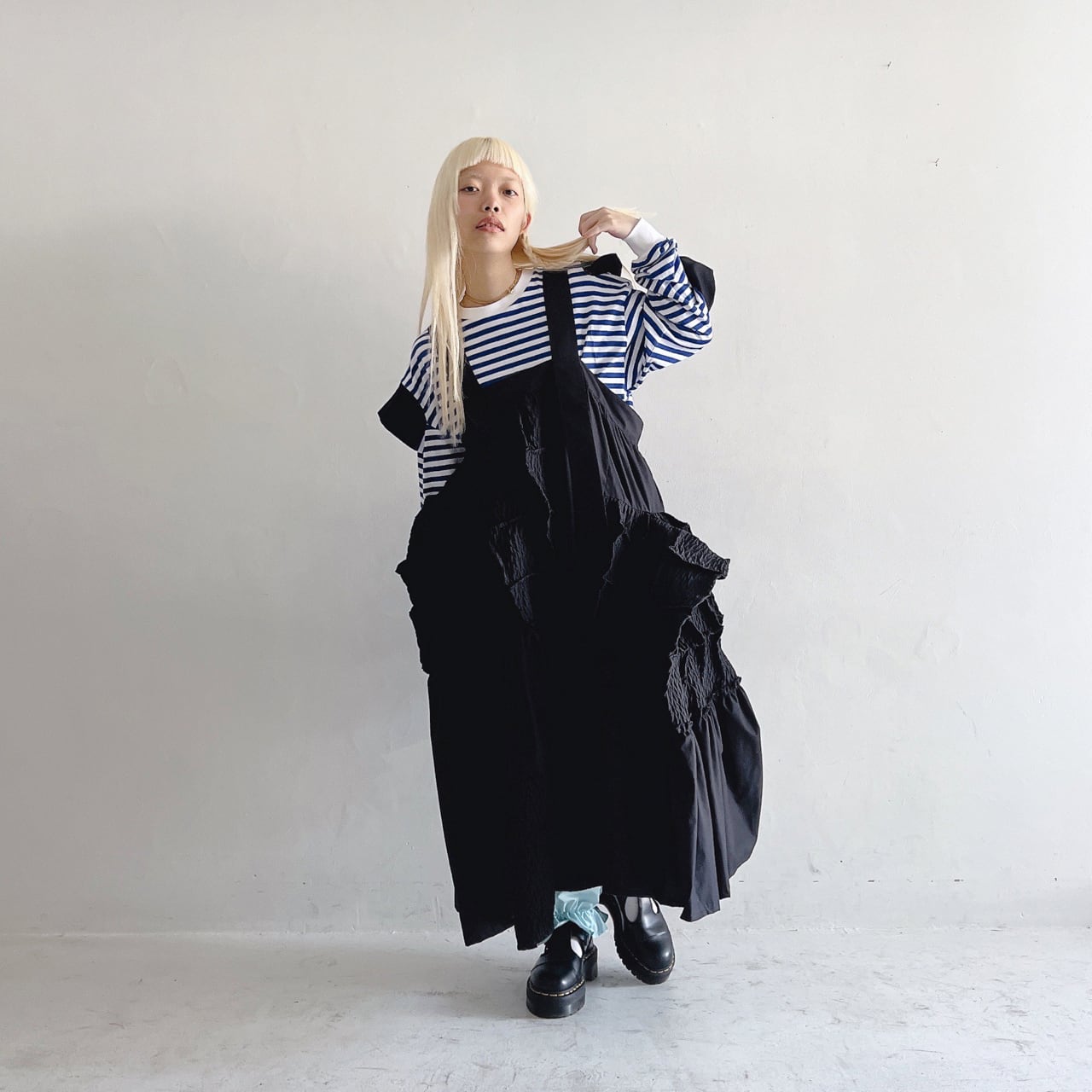 ●frankygrow MATELASSE JQ SQARES MAKE DRESS / F2