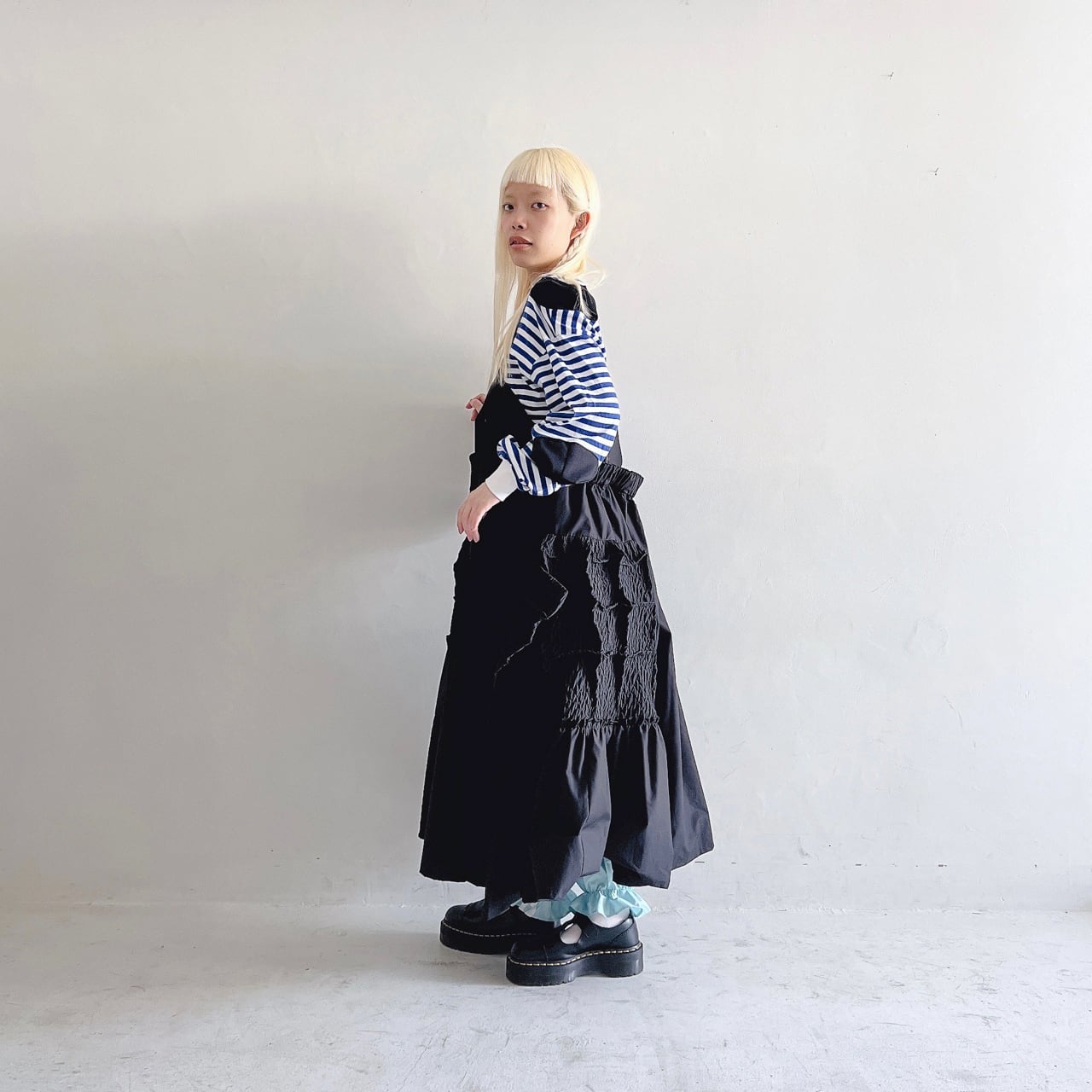 ●frankygrow MATELASSE JQ SQARES MAKE DRESS / F2