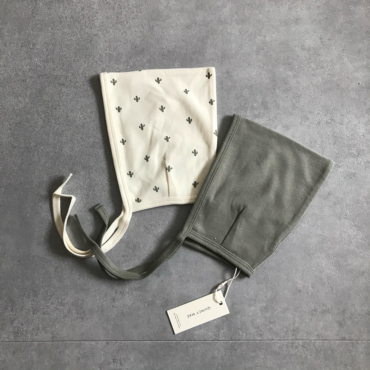 Quincy Mae  PIXIE BONNET | CACTUS / BASIL  [ネコポス対応可] 6ヶ月 / 1歳