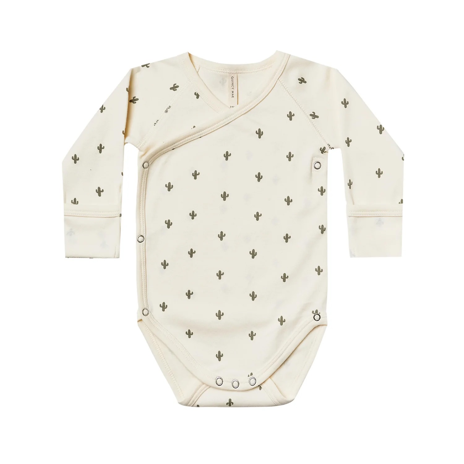 Quincy Mae  オーガニックコットン SIDE SNAP BODYSUIT | CACTUS 6-12M/- [ネコポス対応可]  出産祝