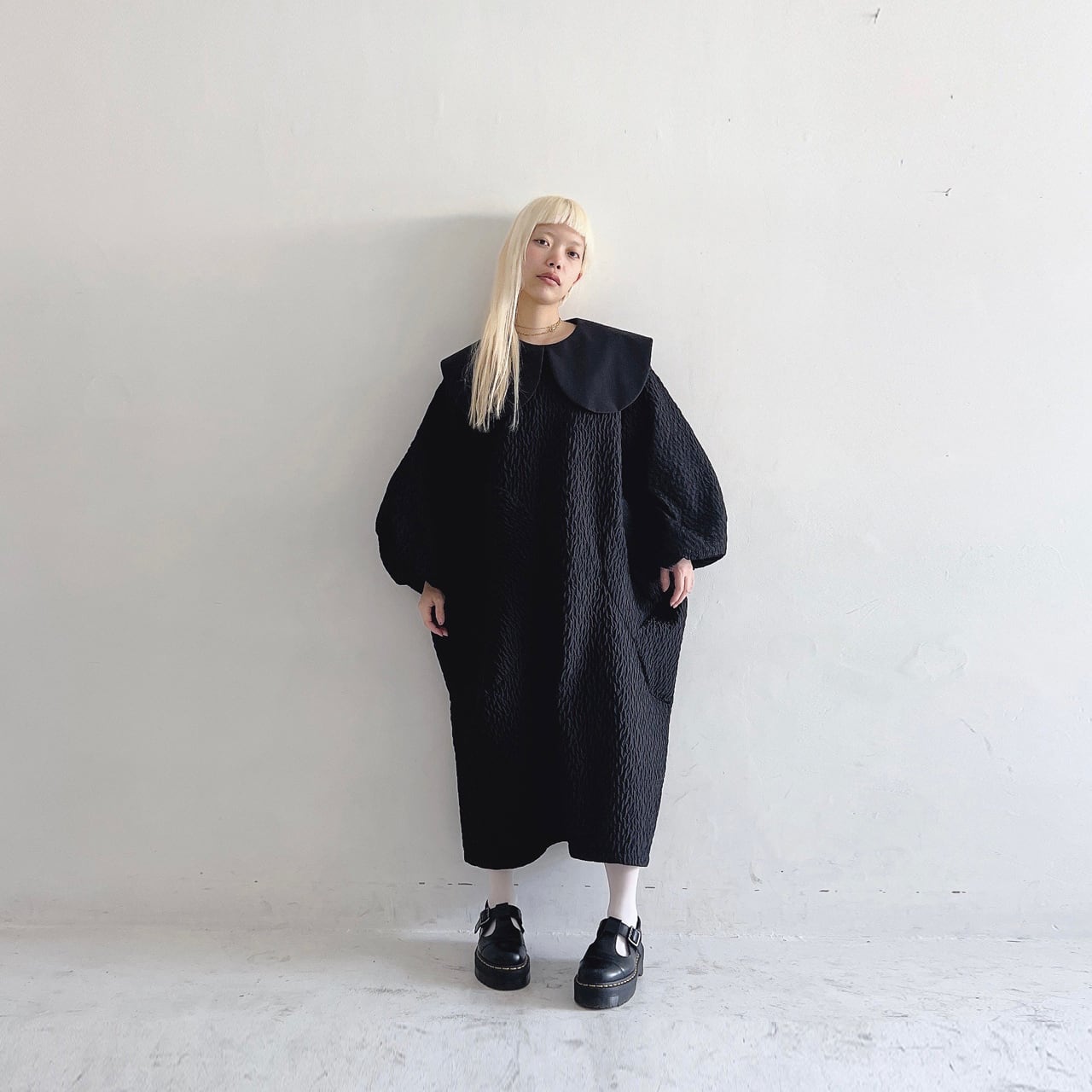 再値下げ[50%OFF] frankygrow MATELASSE JQ ROUND COLLAR DRESS / F2