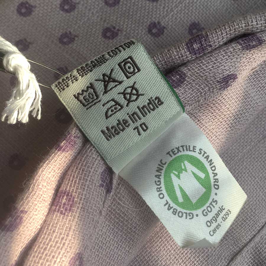 デンマークから Smafolk オーガニックコットン 大判ガーゼクロス 【クリックポスト可】  Burp Cloth mini apples ライトパープル 70×70cm お風呂上りやプールにも