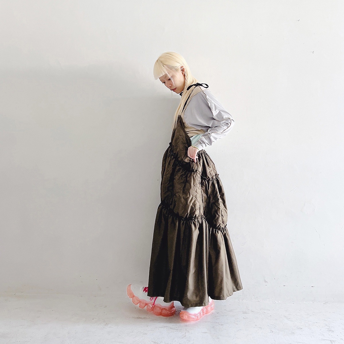 [50%OFF] frankygrow GURUGURU QUILTING JUMPER SKIRT / F2