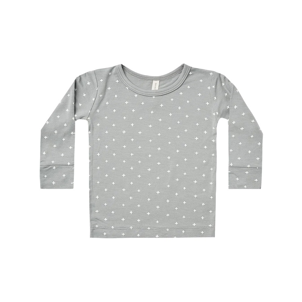 ●Quincy Mae BAMBOO LONGSLEEVE TEE | CRISS CROSS  [ネコポス対応可] 60-70/80/90-100/100-110