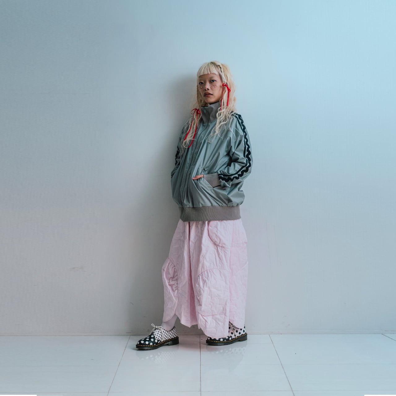 ● frankygrow KUMA EMBROIDERY PATCH PE TRACK JACKET / GY/BK F2