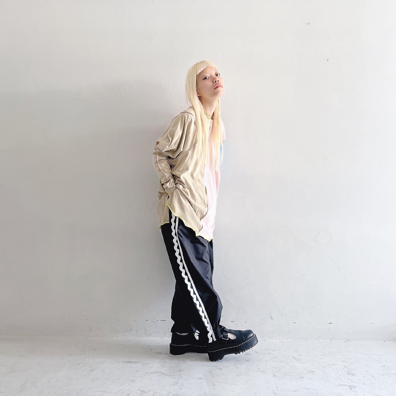 ●frankygrow SIDE LINE PE PANTS / GY/BK F2