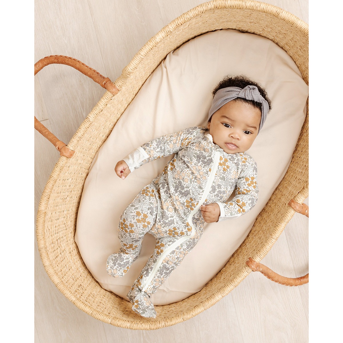 Quincy Mae   BAMBOO ZIP FOOTIE | CRISS CROSS 60-70/60-70 [ネコポス対応可]  出産祝に