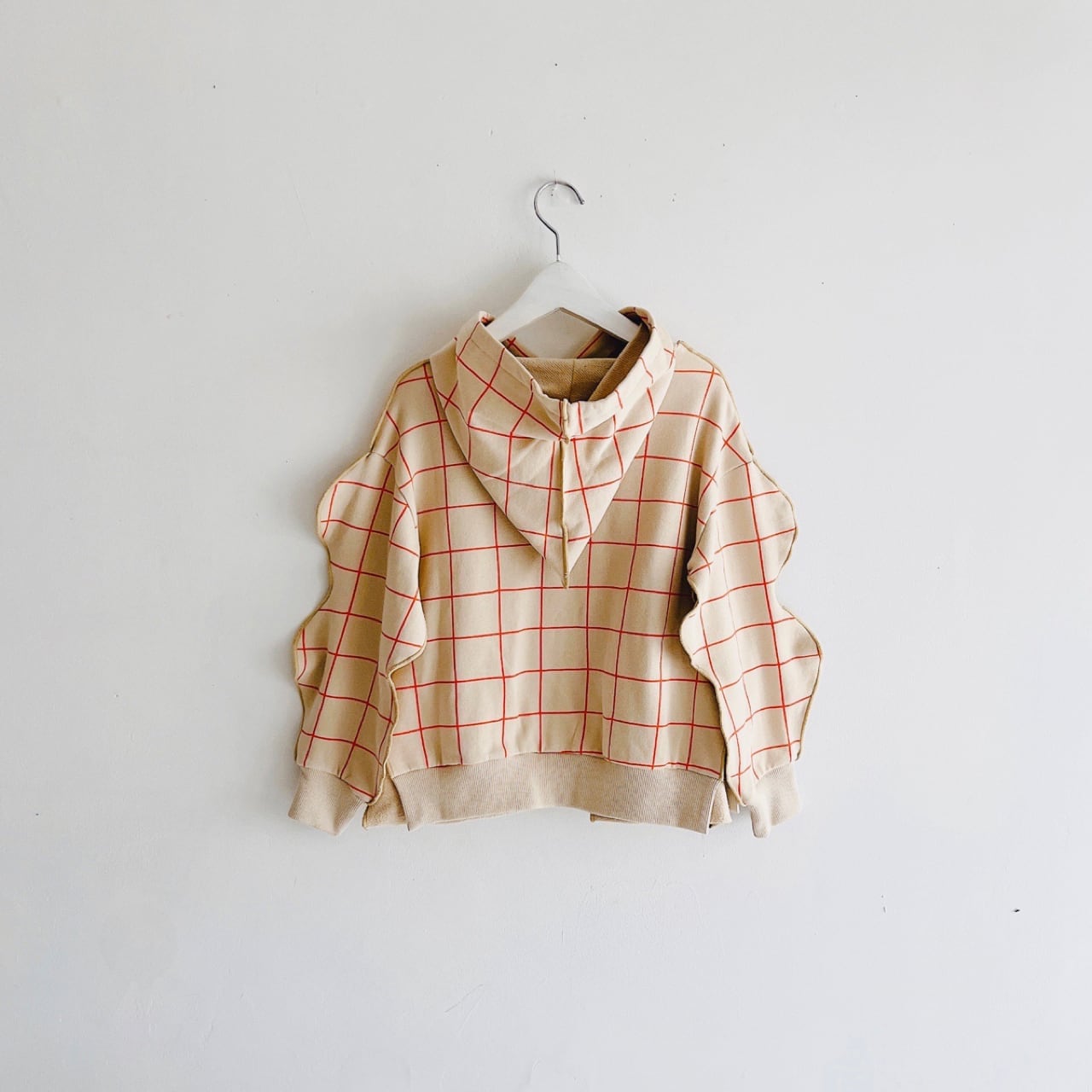 再値下げ【50%OFF】frankygrow ORG.PT PLAID 2HOLE HOODIE / F2 ABEIGE