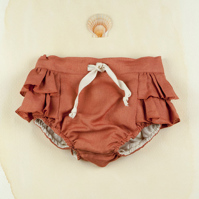 ［60%off］ スペインから Popelin Terracotta culotte with frills 70-90　　[※1 クリックポスト可]　