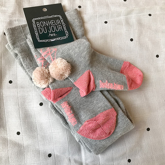 【50% OFF】　From フランス BONHEUR DU JOUR 　[※1 クリックポスト可] タイツ TAKARA GREY 19-22/-/-/-