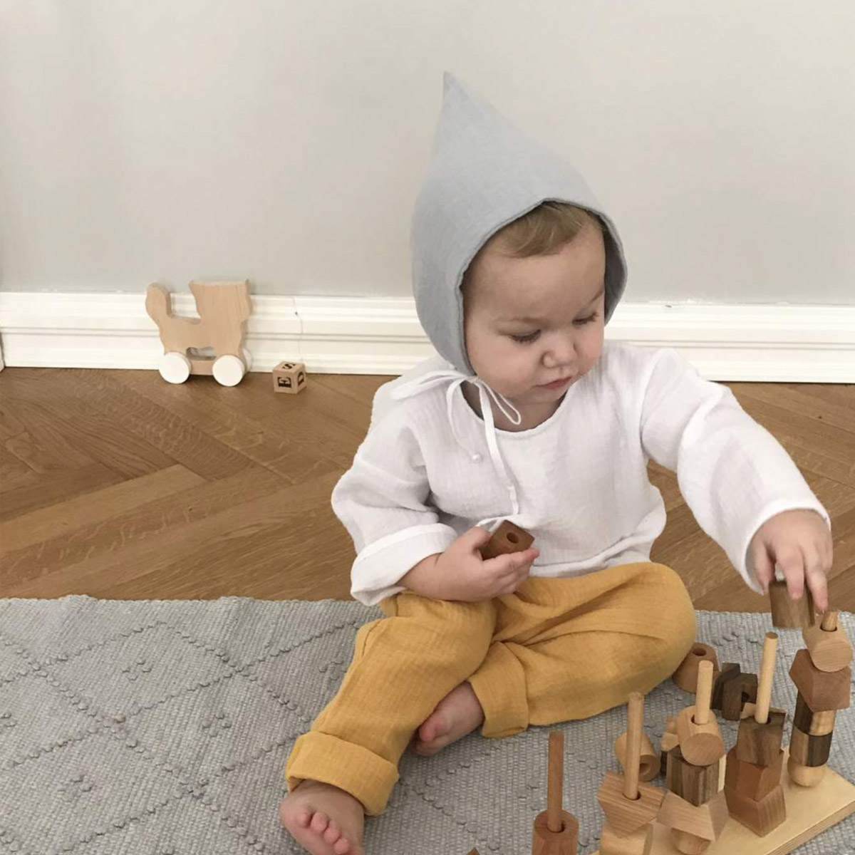 [30%OFF] From Germany liilu pixie bonnet organic cotton　[※1 クリックポスト可]　Hazy Blue S/M