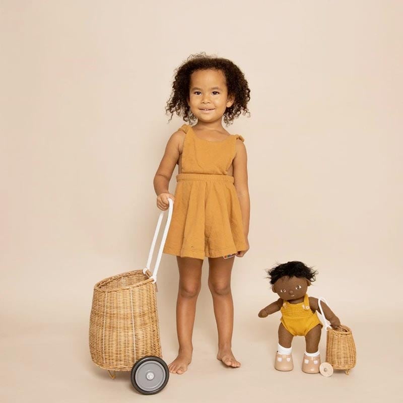 オリエラ Olli Ella Doll 人形サイズバスケット Luggy Basket - ナチュラル/rose/mint 9 x 21cm [ラッピング不可]