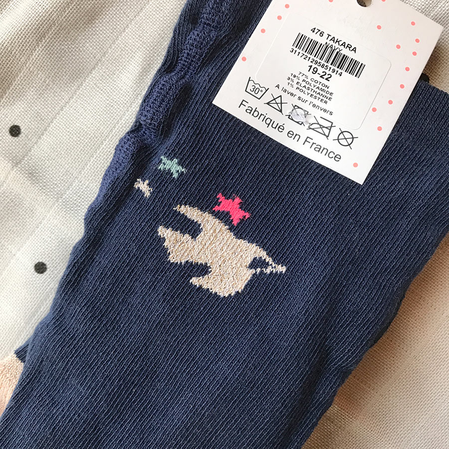 【50% OFF】　 From フランス BONHEUR DU JOUR 　[※1 クリックポスト可] タイツ TAKARA NAVY 11.5-13.5cm/-/-/-