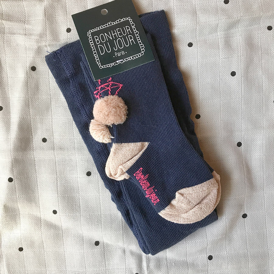 【50% OFF】　 From フランス BONHEUR DU JOUR 　[※1 クリックポスト可] タイツ TAKARA NAVY 11.5-13.5cm/-/-/-