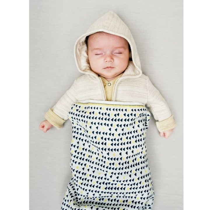 オランダから kidscase Rock swaddle [※1 クリックポスト可]　オーガニックコットン ガーゼおくるみ 薄黃 x こげ茶