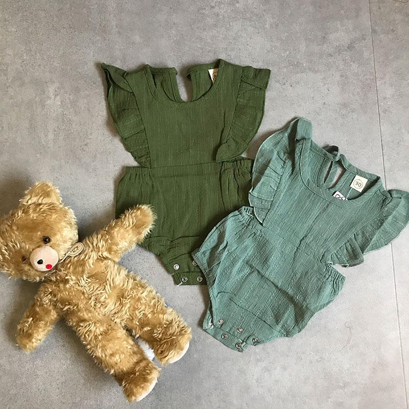 lifes フリルスリーブロンパース 60/70 GR/SG