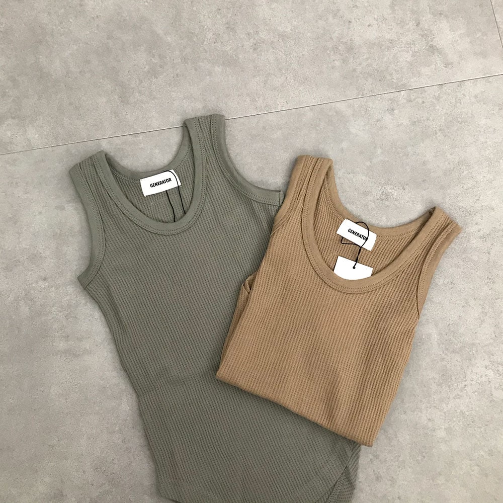 [60%OFF] GENERATOR  ワッフルタンクトップ  S(90-100)/M(110-120)/L(130-140)/XL(150-160) BE/GY