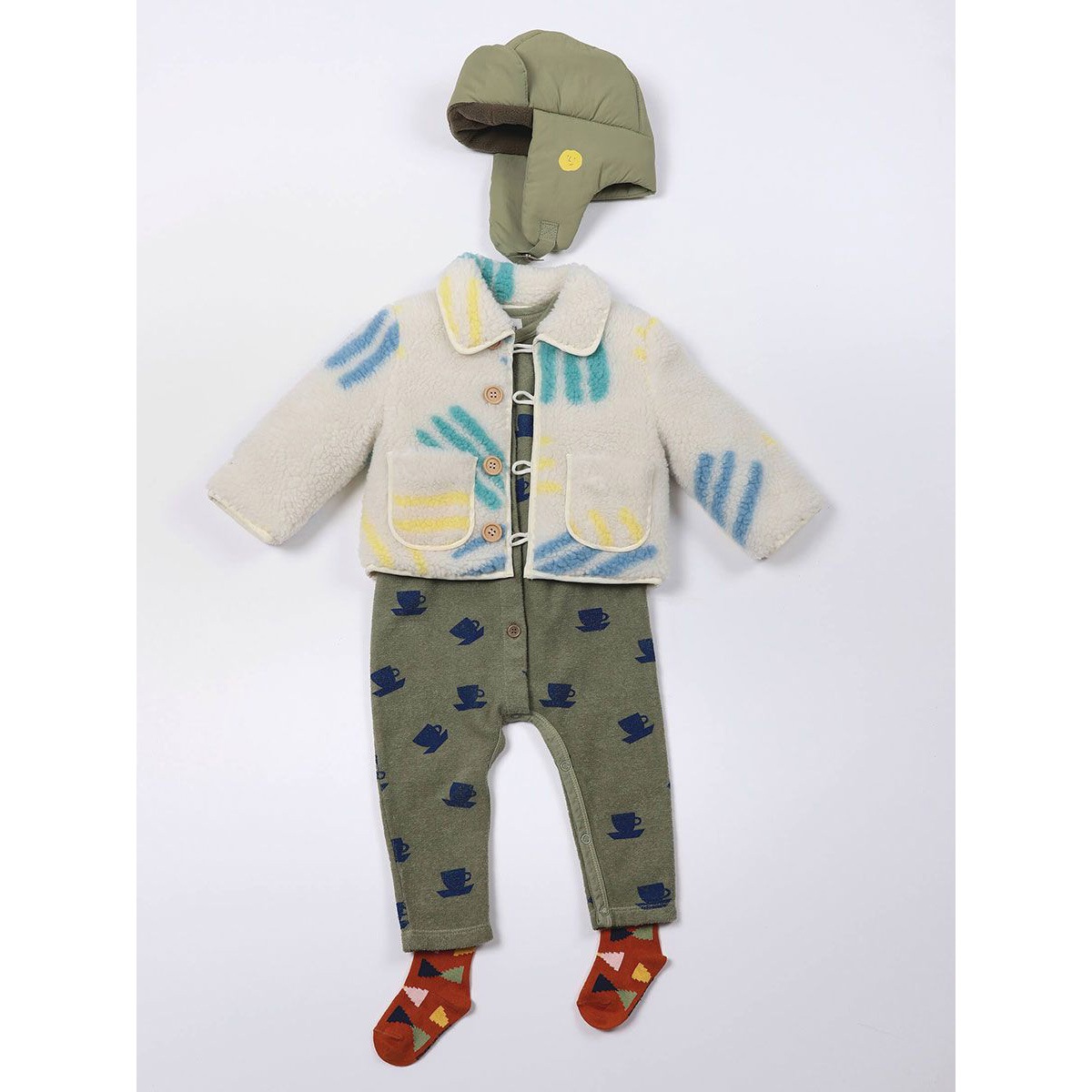 【40%off】 From spain Bobo Choses Cup Of Tea All Over terry overall　12-18M オーガニックコットン