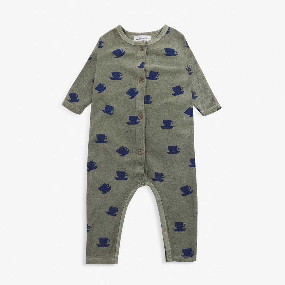 【40%off】 From spain Bobo Choses Cup Of Tea All Over terry overall　12-18M オーガニックコットン