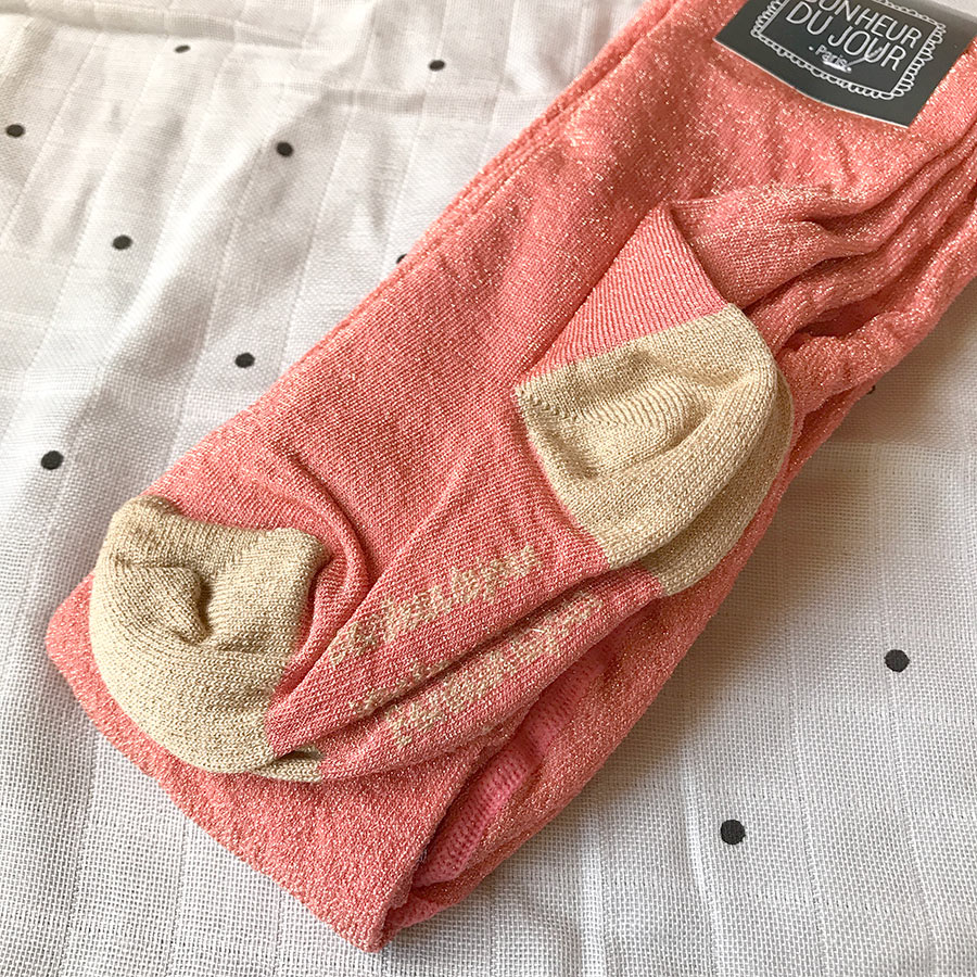 【50% OFF】　 From フランス BONHEUR DU JOUR 　[※1 クリックポスト可] タイツ LUREX PINK ROSE SILVER