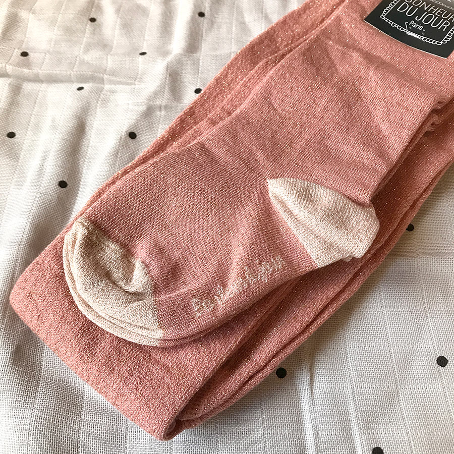 【50% OFF】　 From フランス BONHEUR DU JOUR 　[※1 クリックポスト可] タイツ LUREX PINK ROSE SILVER