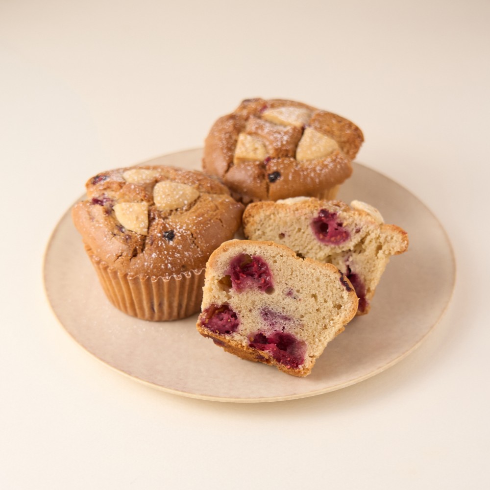 おトクな2種6個セット＞マフィンフルーツとナッツ・ラズベリー